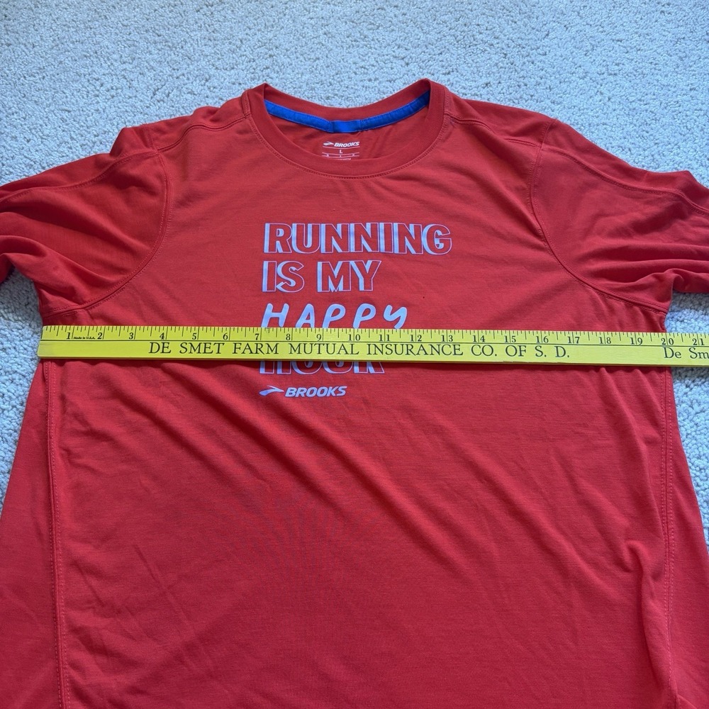 Brooks Running Long Sleeve Shirt Running Is My Happy Hour Women's Large Red - Picture 8 of 8